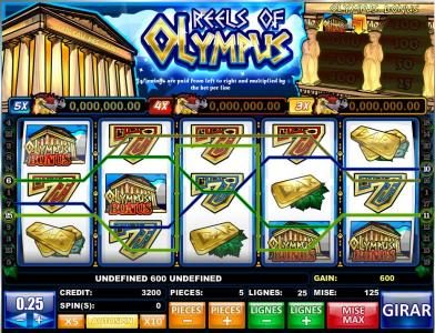 multiple winning paylines triggers a 600 coin jackpot