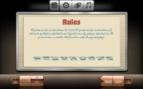 General Game Rules and Payline Diagrams 1-9