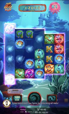 Winning symbol combinations are removed and new symbols drop in place