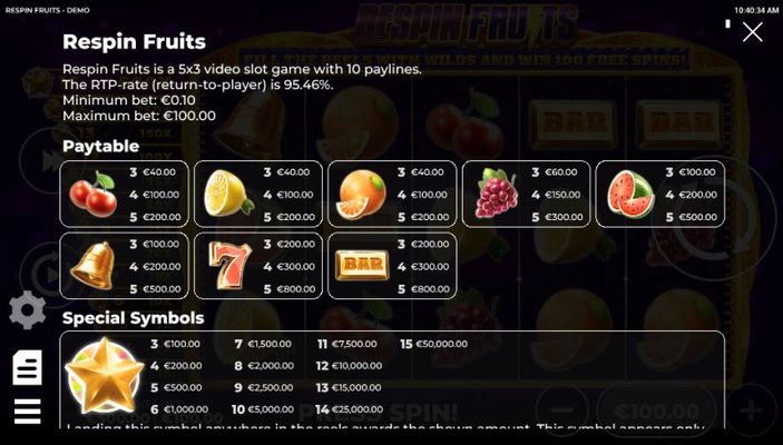 Paytable