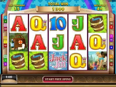 The start of the 15 free spins with a 4x multiplier