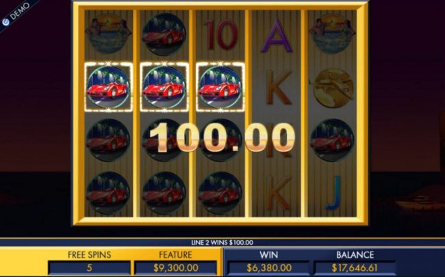 Added stacks of red sports cars triggers an 6,380.00 big win during the free spins feature.