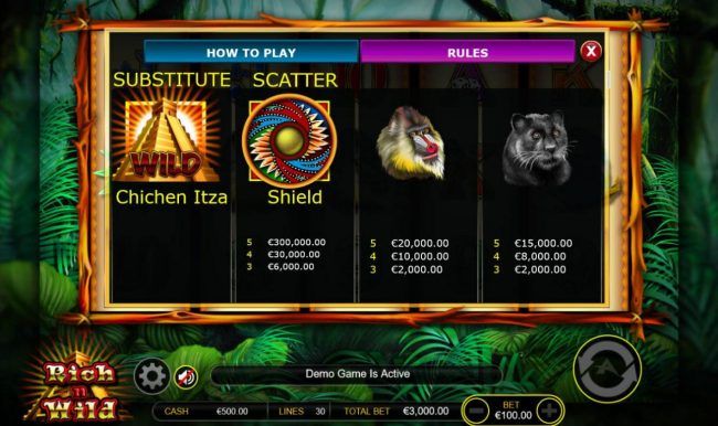 High value slot game symbols paytable