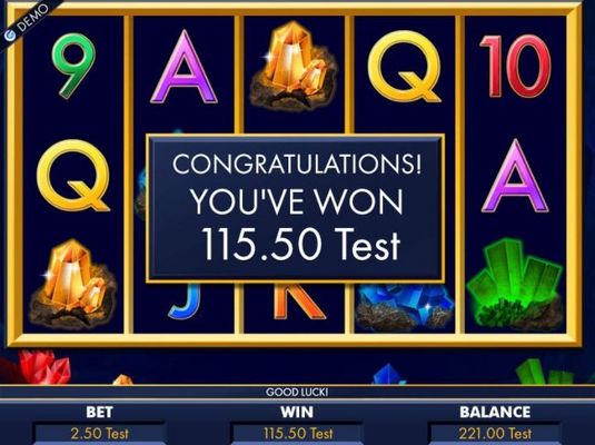 Free Spins game play awards 115.50 jackpot.