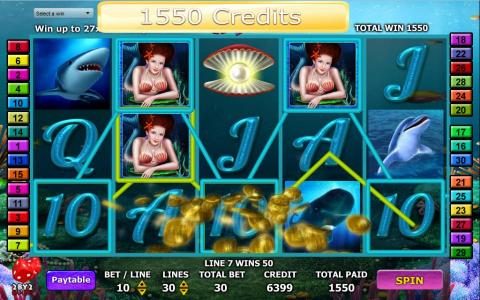 Wild symbols combine to produce a 1,550 credit jackpot