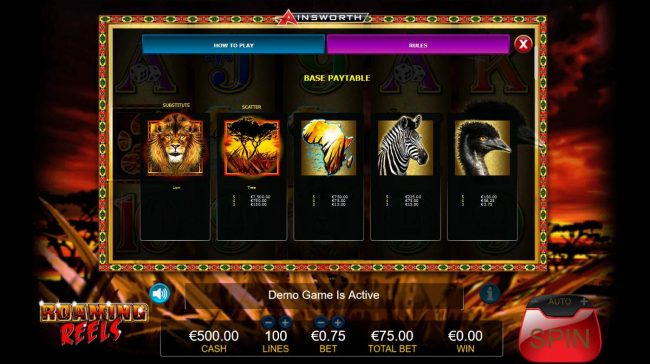 High value slot game symbols base paytable.