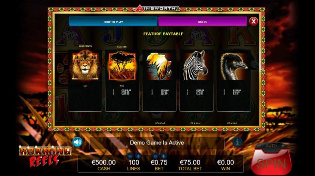 High value slot game symbols feature paytable.