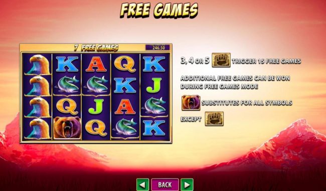 Three or more bear claw scatters trigger 15 free games.