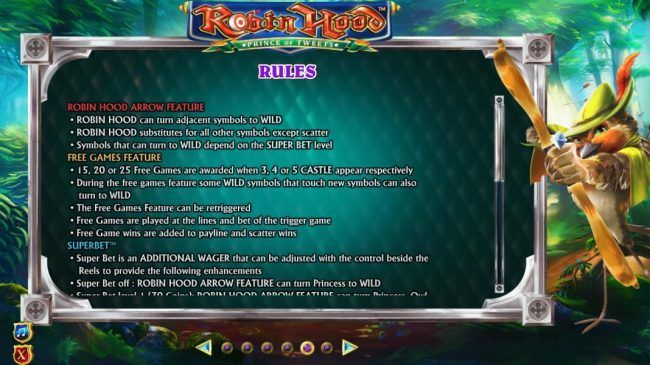 Robin Hood Arrow Feature rules and Free Games Feature rules.