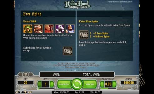 Robin Hood Shifting Riches free spins, extra wild and extra free spins