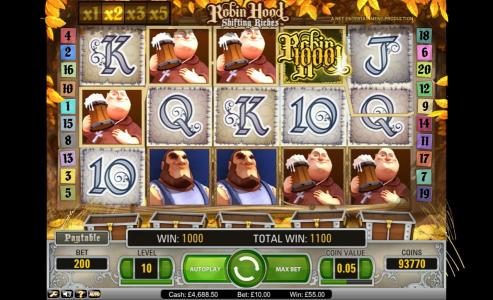 Robin Hood Shifting Riches animated characters pop out during game play
