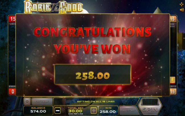 Free Spins feature pays out a total of 258.00