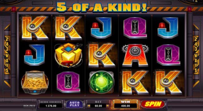 A five of a kind winning wombination triggers a 400.00 jackpot.