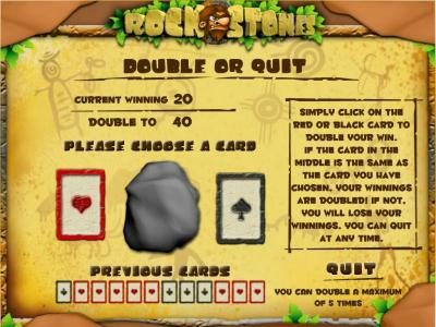double or quit gamble feature - choose the correct card color for a chance to increase your winnings