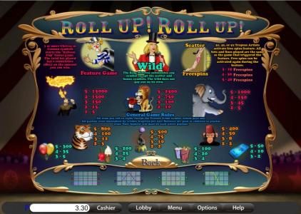 payline diagrams, feature game, wild, scatter, slot game symbols paytable and rules