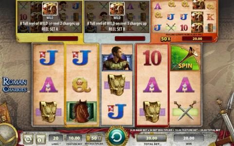 A green horn symbol activates the feature reels above for another chance of winning