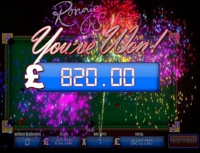 bonus feature pays out 820.00 big win jackpot