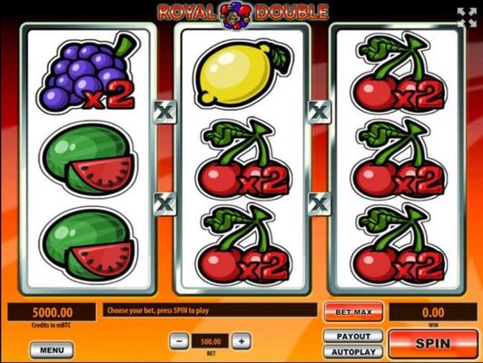 A fruit themed main game board featuring three reels and 27 paylines with a $926,000 max payout