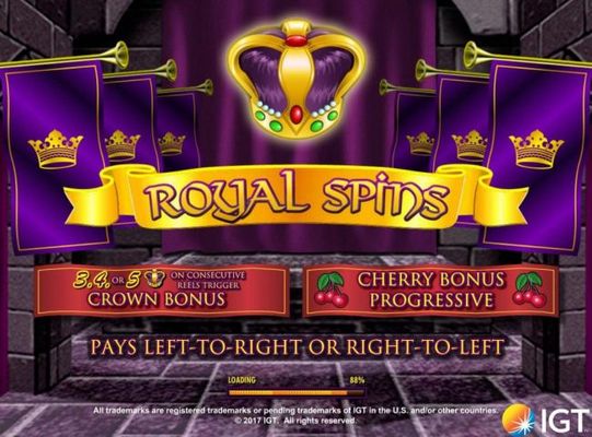 Game features include: Crown Bonus Free Spins and Cherry Bonus Progressive, Pays Left-to-Right and Right-To-Left.