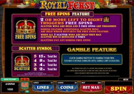 Free Spins Feature and Scatter Symbols rules