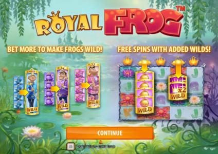 bet more to make more frogs wild. Free spins with added wilds.