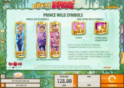 Prince wild symbols feature a 2x multiplier