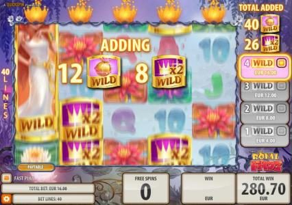 Extra wild symbols are added with each free spin.