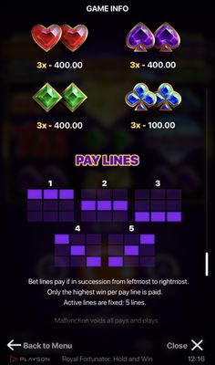 Paylines 1-5