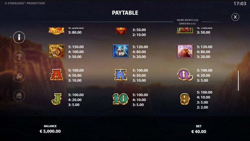 Paytable - Low Value Symbols