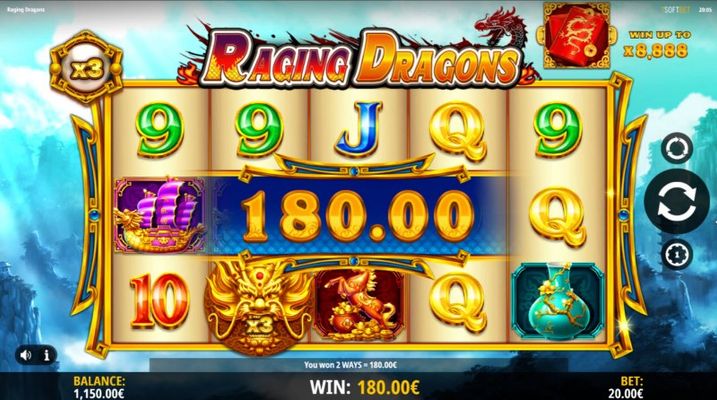 Raging Dragons :: A three of a kind win