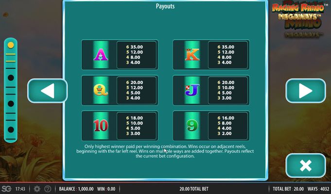 Paytable - Low Value Symbols