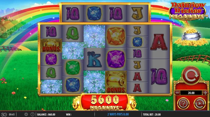 Rainbow Riches Megaways :: Winning symbols are removed from the reels and new symbols drop in place