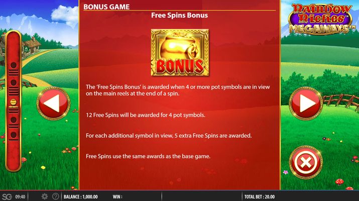 Rainbow Riches Megaways :: Free Spins Rules