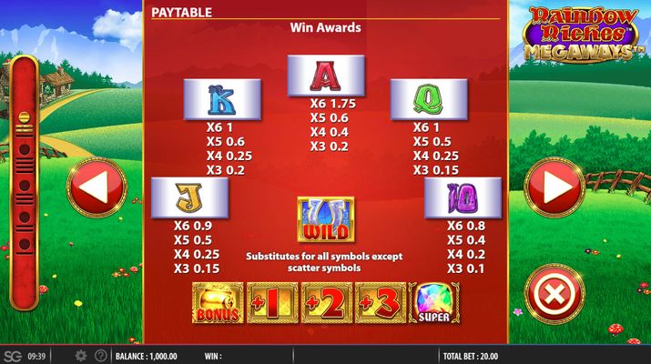 Rainbow Riches Megaways :: Paytable - Low Value Symbols