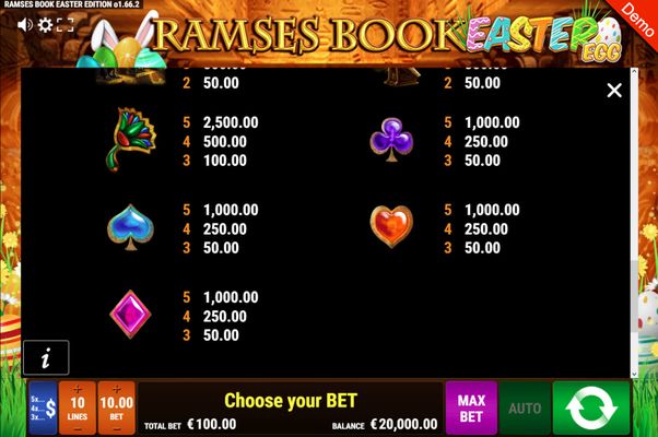 Paytable - Low Value Symbols