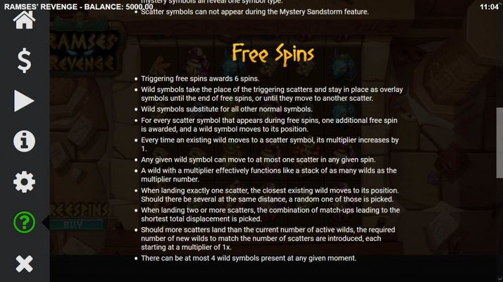Ramses' Revenge :: Free Spin Feature Rules