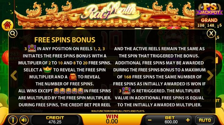 Rat of Wealth :: Free Spins Rules