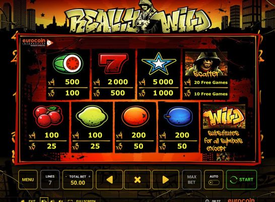 Really Wild :: Paytable