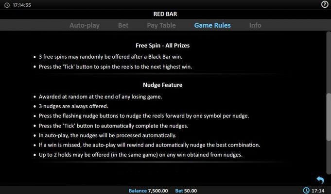Red BAR :: Feature Rules