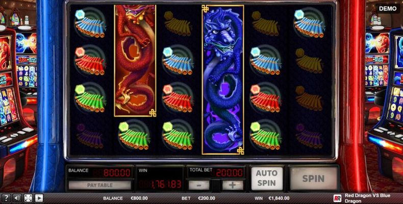 Red Dragon vs Blue Dragon :: Multiple winning paylines