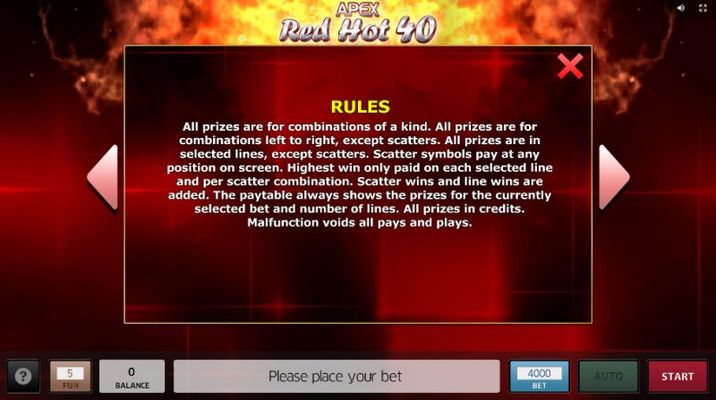 Red Hot 40 :: General Game Rules