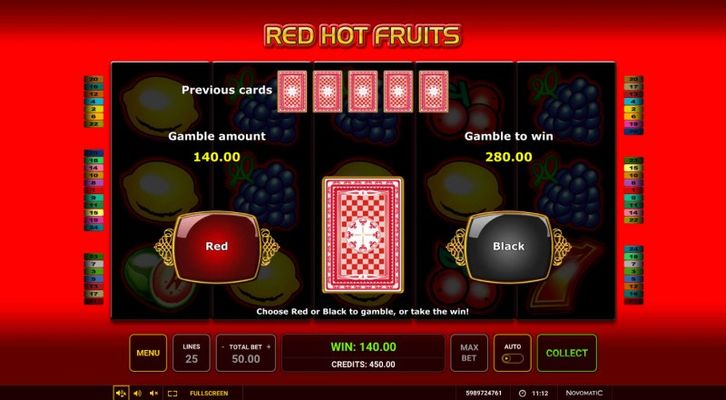 Red Hot Fruits :: Red or Black Gamble Feature