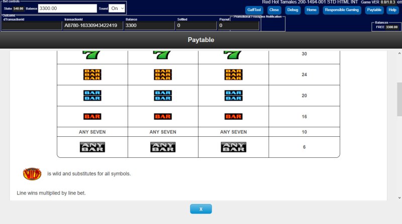 Paytable - Low Value Symbols