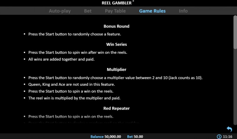 Reel Gambler :: Feature Rules