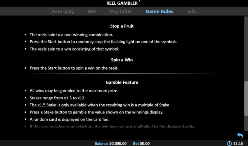 Reel Gambler :: Feature Rules