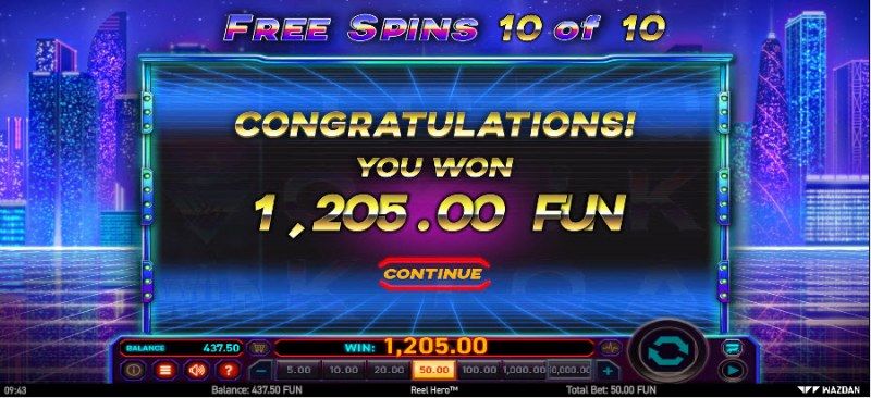 Total free spins payout