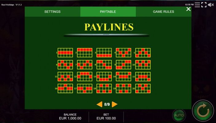 Paylines 1-20