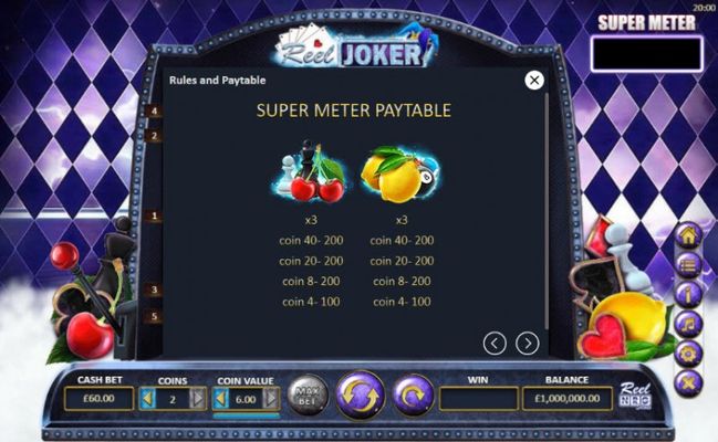 Super Meter Paytable