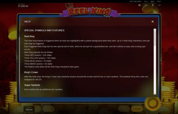 Reel King Mega :: General Game Rules