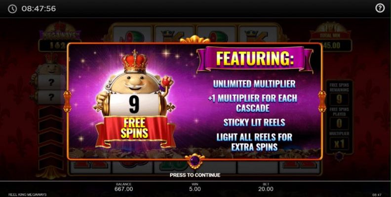 9 Free Spins Awarded